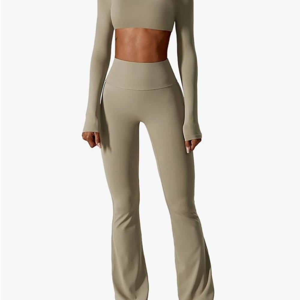 Olive Green Women's High-Waisted Pants with top